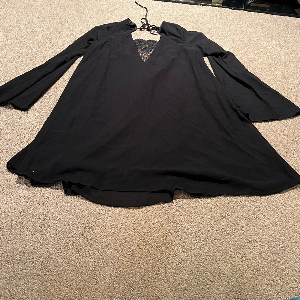 Forever 21 black long sleeve beach dress size S NWT